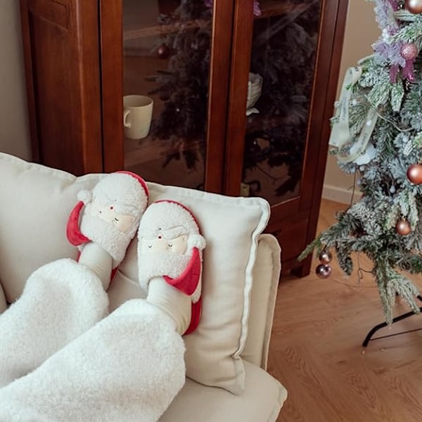 Julesko Hjemmesko med Memory Foam til Kvinder Varme Hjemmesko til Kvinder Hyggelige Fuzzy Soveværelsessko Hjemmesko til Indendørs Brug 42-43
