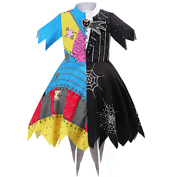 The Nightmare Before Christmas Sally Klänning Halloween Cosplay Barn Flickor Kostym 120cm