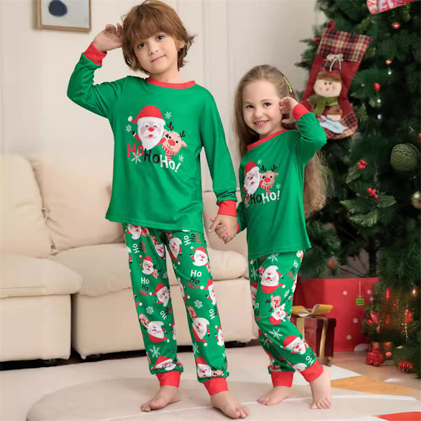 Julpyjamas för Familjen Matchande Santa Claus Tryck Pyjamas Vuxna Barn Baby Hund Julnattkläder Pjs Set Kids 5-6Years