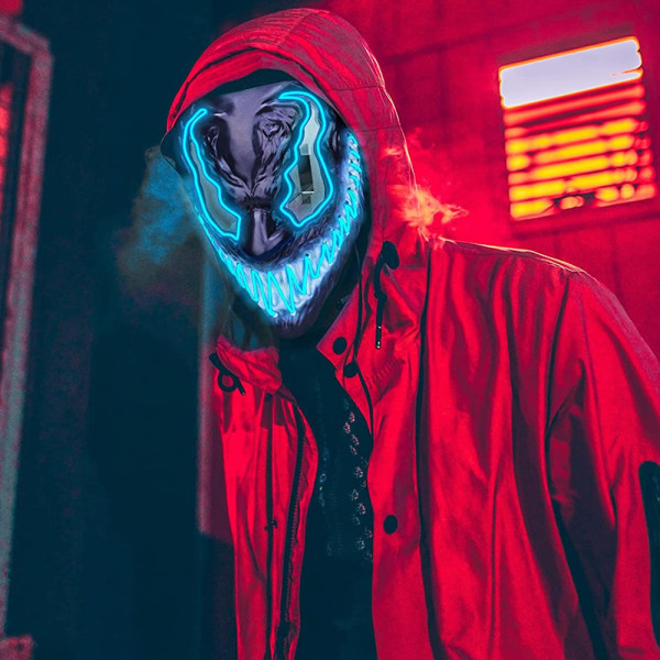 Halloween Venom Glödande Skrämmande Mask Huva Cosplay Festrekvisita blue