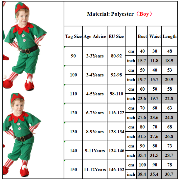 Jul Familj Matchande Cosplay Elf Kvinnor Män Flicka Pojke Kostym Outfit Boys 2-3 Years