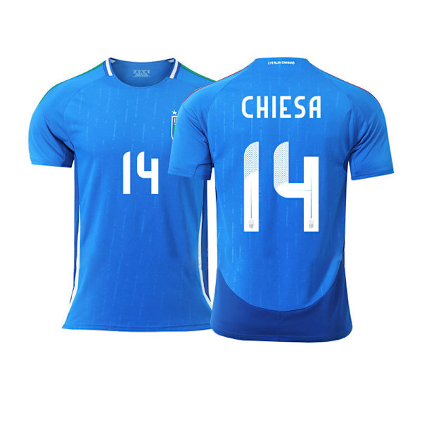 2024 Italien Hemma Fotbollströjor, NO.14 CHIESR Fotbollströja, Sport Träning Kortärmad Fotbollstopp för Herr Fotbollströja XL