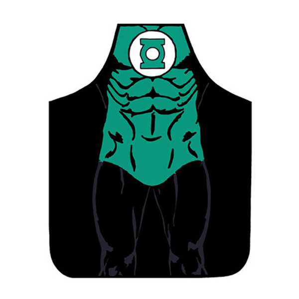 Tryckt förkläde med fickor Haklappsförkläden Kök Matlagning Kock Bakning Green Lantern 54x72cm
