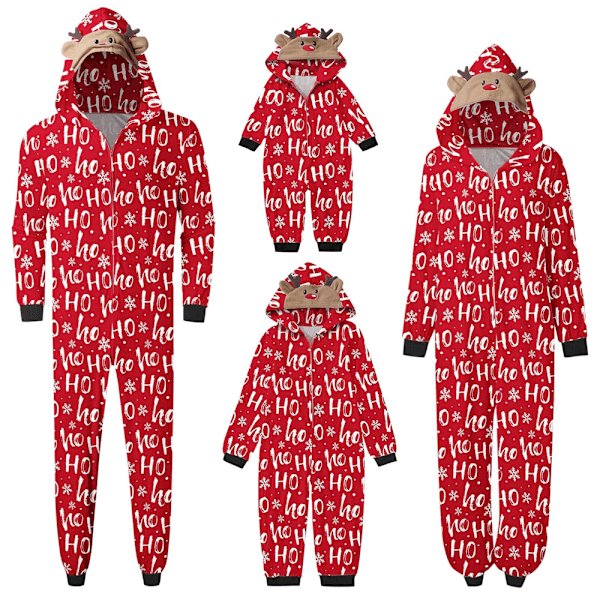 Julmatchande Familjepjys Set med Santa-Tryckta Jumpsuits, Sömnkläder, Semester-Pjs för Vuxen/Barn/Baby Kids-Red 110cm