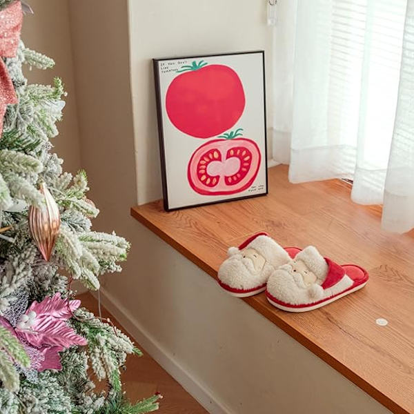 Julesko Hjemmesko med Memory Foam til Kvinder Varme Hjemmesko til Kvinder Hyggelige Fuzzy Soveværelsessko Hjemmesko til Indendørs Brug 40-41