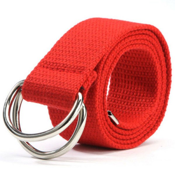 Dubbel D-ring flätad midjebälte för damjeansbyxor red