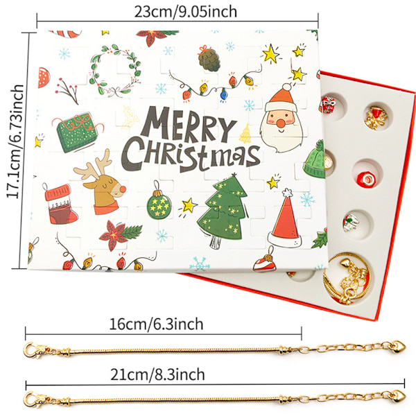Kids Girls Jul Nedräkning Adventskalender Armband DIY Kit golden