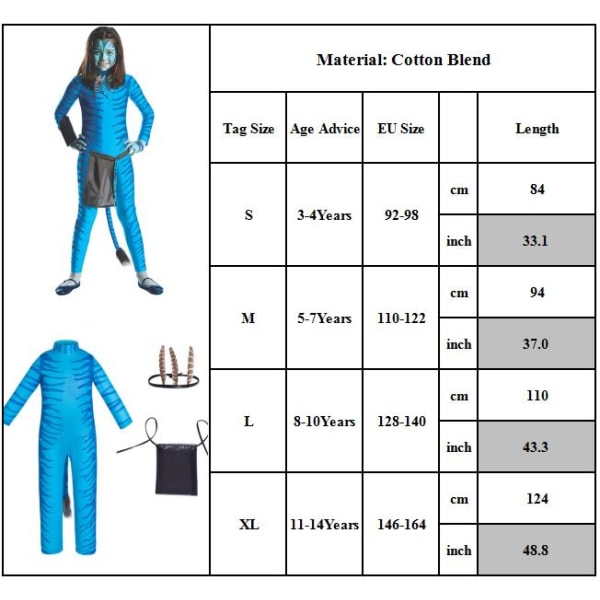 Jake Sully Halloween Cosplay Kostym Jumpsuit Kostym För Barn XL
