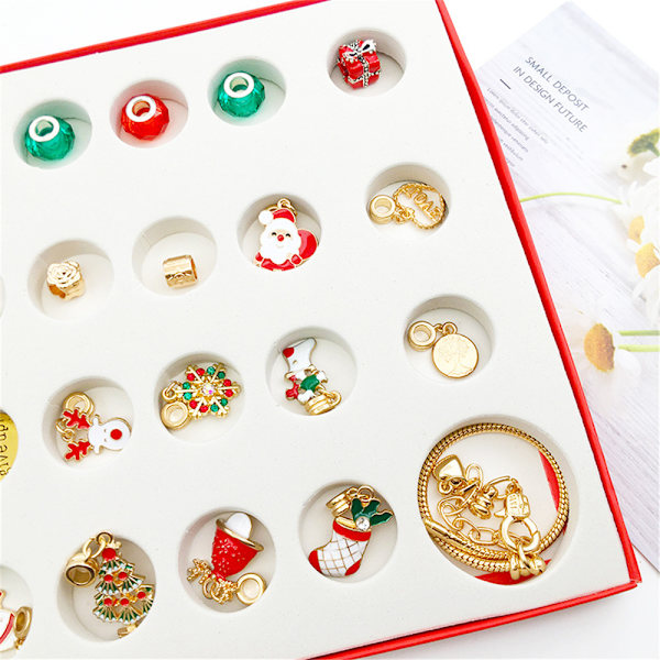 Kids Girls Jul Nedräkning Adventskalender Armband DIY Kit golden
