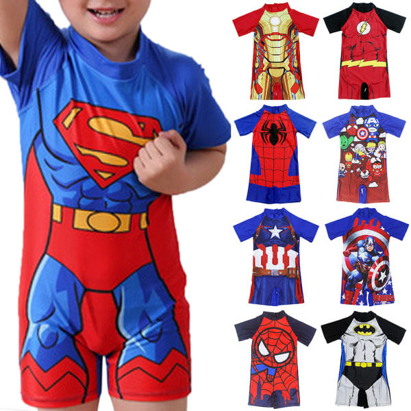 Cartoon Kids Swimwear Marvel Superman Boys Short Sleeve Swimsuit Avengers l