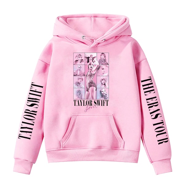 Tjejer Taylor Swift Hoodie Streetwear Höstkläder Med Fick Dragsko Casual Långärmad Pullover Pink 150cm