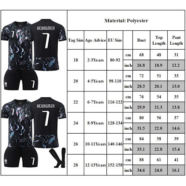 2024-2025 Sydkoreanska landslaget Bortatröja Sportkläder #7 HEUNGMIN Barn Fotbollströja Kit Fotbollströjor Ungdom Träningskläder Fotboll Träningsuniformer 28