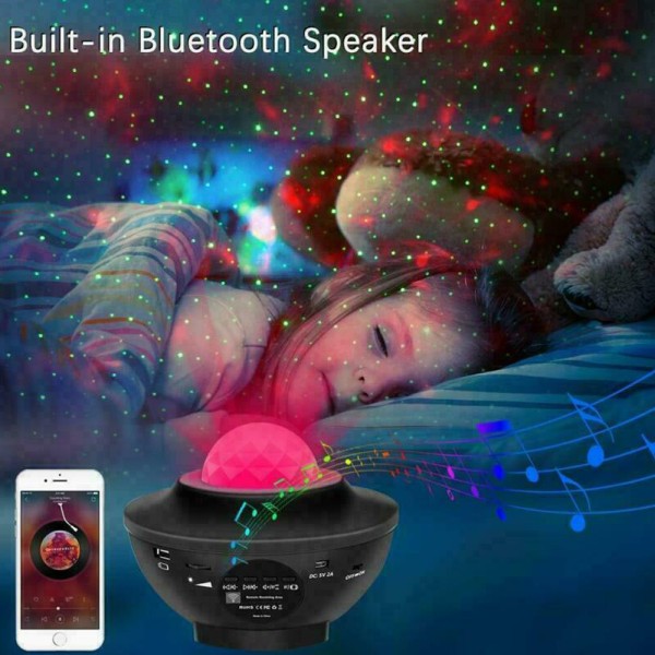 LED Star Projektor Nattljus Med Musik Bluetooth högtalare