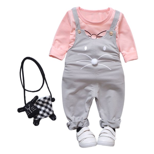 Nyfödd tecknad långärmad Romper Bodysuit Outfits Kläder Set 1.5-2.5Years