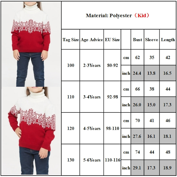 Perheen yhteensopiva jouluneulehuppari vanhempi-lapsi pitkähihainen unisex-poroprintti-villapaitapusero Kids 110cm