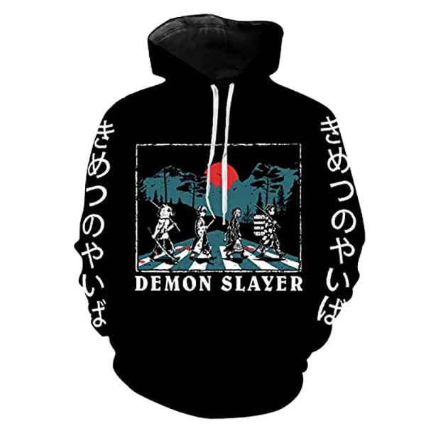 Demon Slayer 3d Print Hoodies Herr Hood Sweatshirt Pullover Jumper Casual Toppar D L