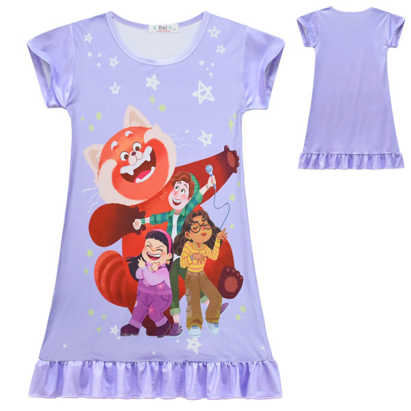 Turning Red Panda Sleepwear Skjorta Nattlinne för barn, flickor Purple 9-10 Years = EU 134-140