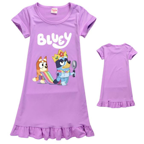 Barnflickor Bingo Cartoon Print Pyjamas Nattlinne Klänning Nattkläder Sovkläder Casual Purple 7-8 Years