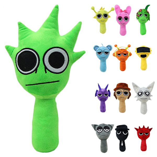 Sprunki Plysjdukke, 25 cm Sprunky Wenda og Gray Plysjleker, Sprunk Myke og Morsomme Utstoppede Leker Dukker for Fans og Venner Bursdag Red