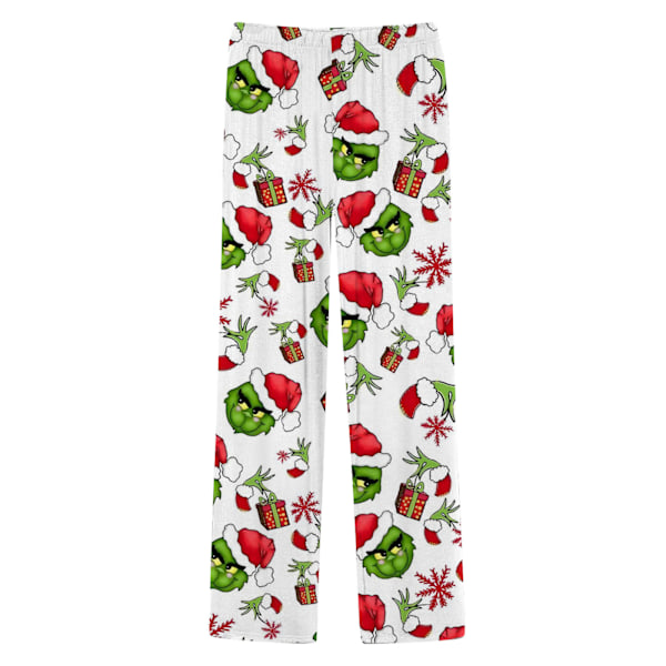 Julklappspysjamasbyxor för kvinnor, jultryck, pyjamasbyxor, vida ben, dragsko, semesterflanell, nattkläder B M