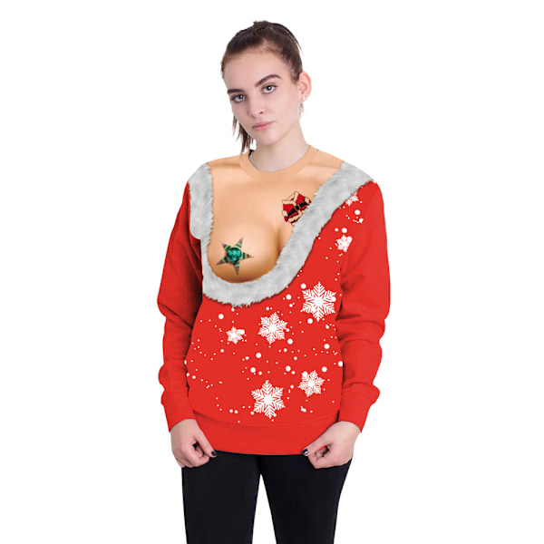 Jouluinen jouluneule Unisex-huppari, kokopainettu collegepaita 3D-huppari rento neule joululahja XL