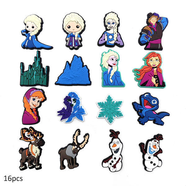 16 stk. Frozen sko charms spænder til Croc træsko sandaler dekor tilbehør gaver 16PCS