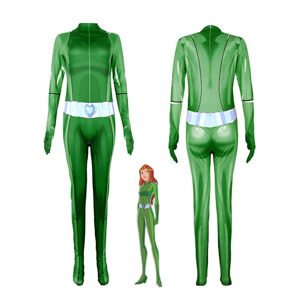 Totally Spies Clover Ewing Alexandra Cosplay -asu aikuisille ja lapsille, haalarit, trikoot, Halloween Zentai -bodypuku Green 160cm