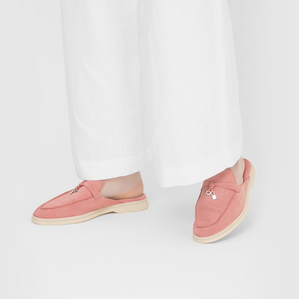 LORO PIANA Charms Walk Utsmyckade Mockamules Tofflor Pink 41