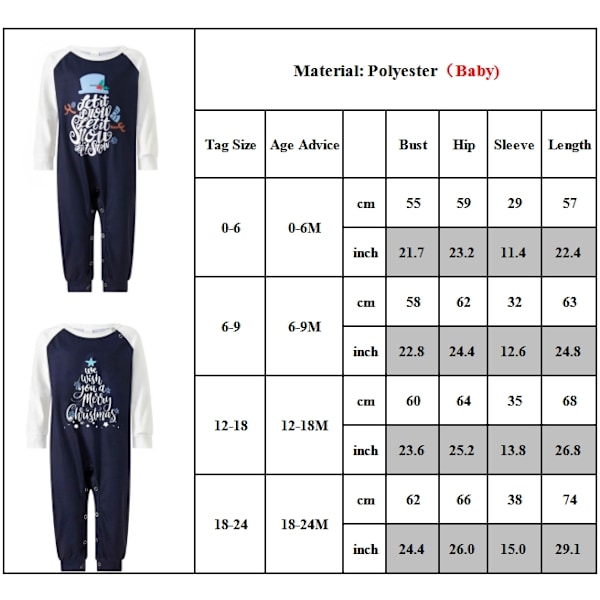 Familjematchande Pyjamas för Vuxna, Barn och Spädbarn - Jultema Baby-A 12-18M