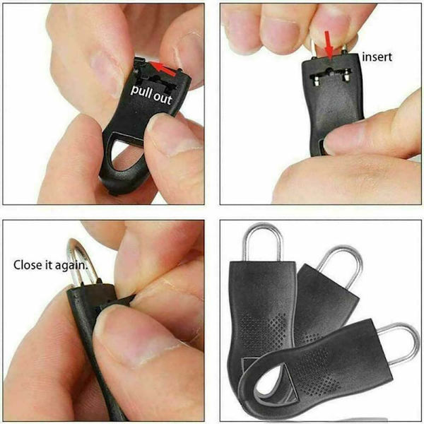 5 st Avtagbar dragflik dragkedja universal bagage skolväska 5pcs small