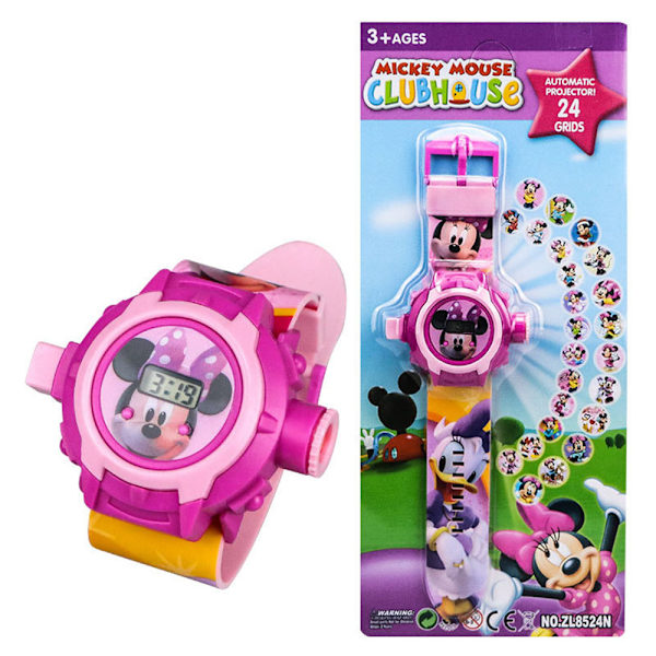 Barn Projektor Digital Armbandsur Flip Cover Projektion Klocka Pojkar Flickor Present Minnie