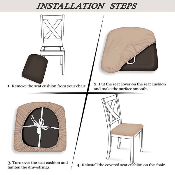 Matsalsstol Sittöverdrag med band Anti-damm Slipcovers Kaffe 8Pack
