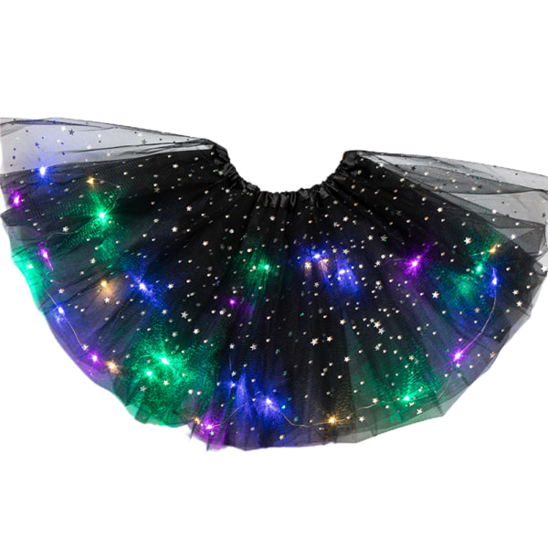 Ljus flickor LED Glow Tutu Star scen dans kjol prinsessa barn black