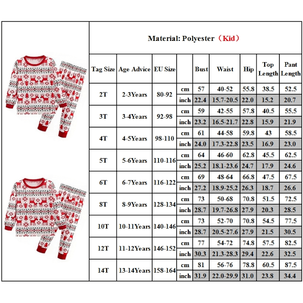 Familjematchande pyjamas för barn, spädbarn, jul, julhjortstryck, vuxen nattkläder, pyjamas, pyjamasset Kids 8-9Years