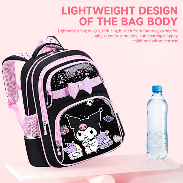 Barn Flickor Kuromi Cinnamoroll Ryggsäck Ryggsäck Skolväska Axelväska Rosett Cinnamoroll S