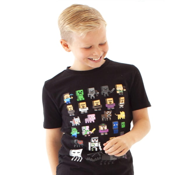 Minecraft Garmer Print T-shirts Barn Pojkar Flickor Kortärmad Topp 3# Svart 9-10 år = EU 134-140