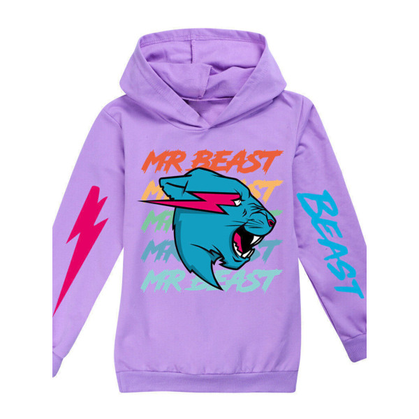 My Beast Kid Cartoon Casual Hoodie Sweatshirt Pullover träningsoverall purple 130cm