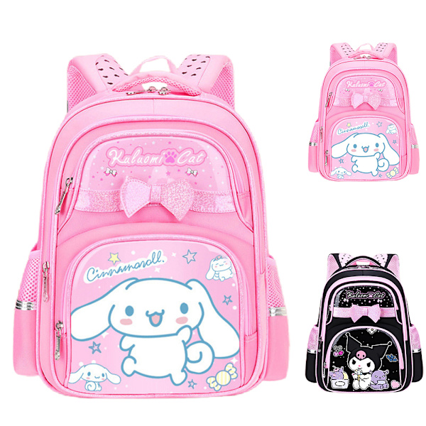 Barn Flickor Kuromi Cinnamoroll Ryggsäck Ryggsäck Skolväska Axelväska Rosett Cinnamoroll S