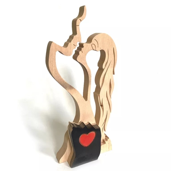 Snidade träskulptur Kissing Lover Figurine Romantisk Modern