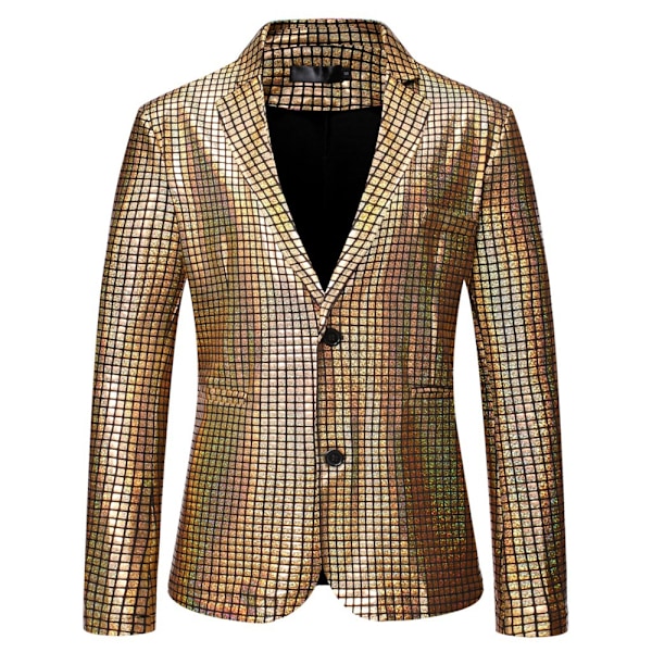 Herrar Topprock Disco Glansig Jacka Metallic Pailjettjacka Gold M