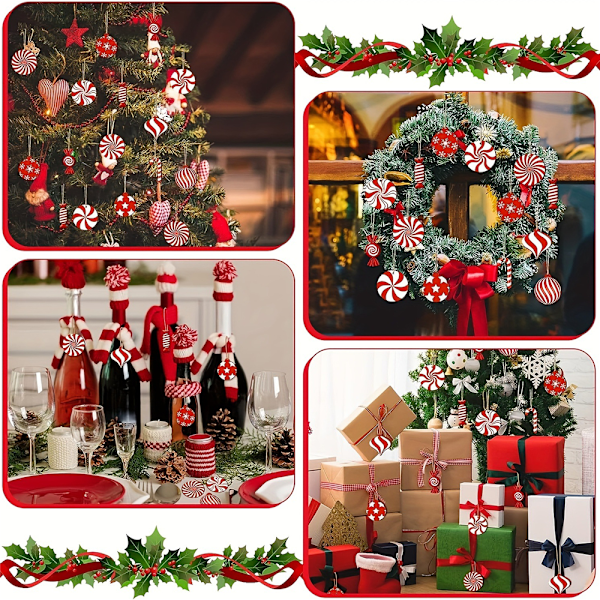 24 st julgransprydnader med lollipop-formade pepparkakor för julgransdekorationer 24PCS