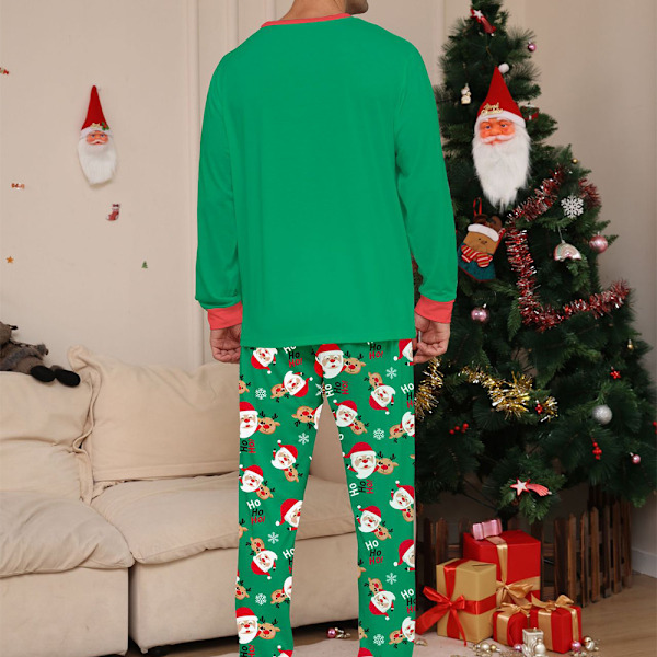 Julpyjamas för Familjen Matchande Santa Claus Tryck Pyjamas Vuxna Barn Baby Hund Julnattkläder Pjs Set Men M