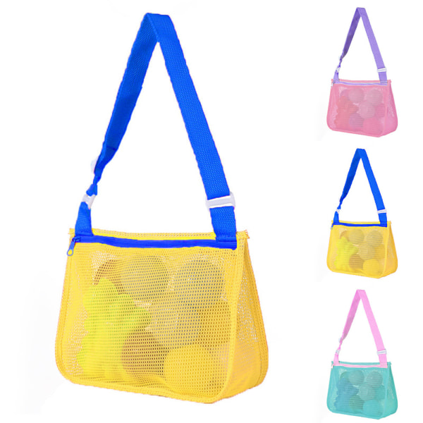 Beach Toy Mesh Bag Kid Shell Collect-väskor Sandväskor med remmar yellow