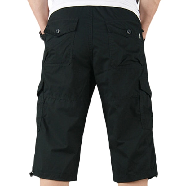 Herrbyxor Multi Pocket Cropped Cargo Shorts Loose Fit Sports Black L
