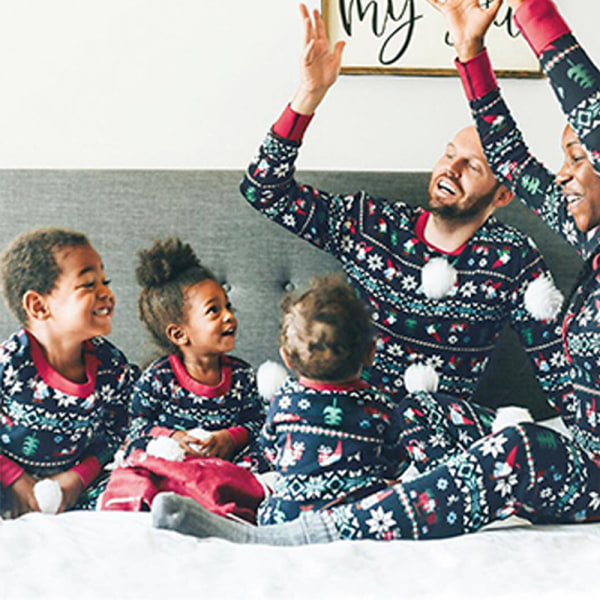 Vuxen Barn Familj Matchande Jul Pyjamas Xmas Nattkläder Pyjamas PJs Set Kids 8-9 Years