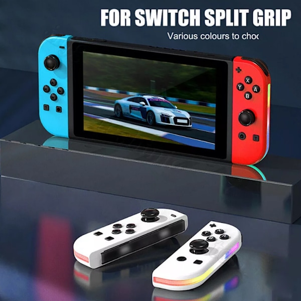 Passar för Nintendo Switch Joycon Vänster och Höger Bluetooth Spelkontroll med RGB-belysning Blue Red