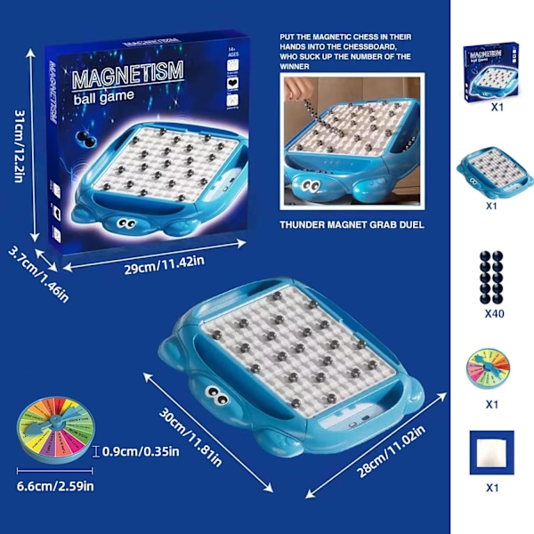 Päivitetty magneettinen shakkipelisetti, jossa on magneettinen lautapeli 40 magneetilla, strategiapeli, perhepeli 40PCS
