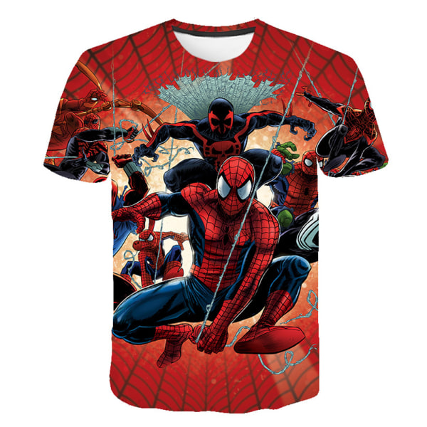 Superhjälte Spiderman printed T-shirt Barn Pojkar Kortärmade Toppar D 4-5 Years = EU 98-110