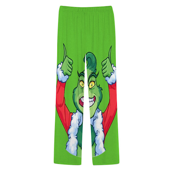 Julklappspysjamasbyxor för kvinnor, jultryck, pyjamasbyxor, vida ben, dragsko, semesterflanell, nattkläder E L