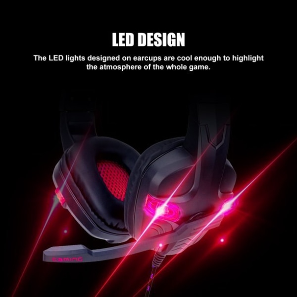 Home Gaming Headset LED-ljus- och brusreducerande mikrofonpresent black-bule